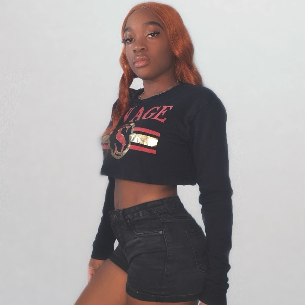 Fashion Nova “SAVAGE” crop long sleeve